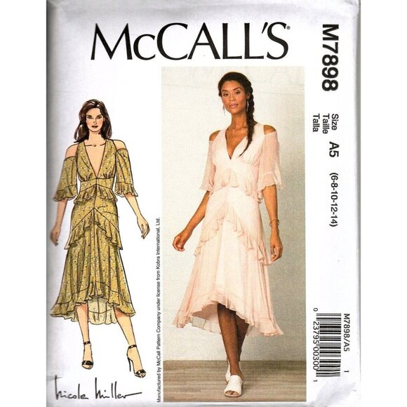 McCall's M7898 Misses 6 to 14 Nicole Miller Bare Shoulder Dress Sewing Pattern - Picture 1 of 2